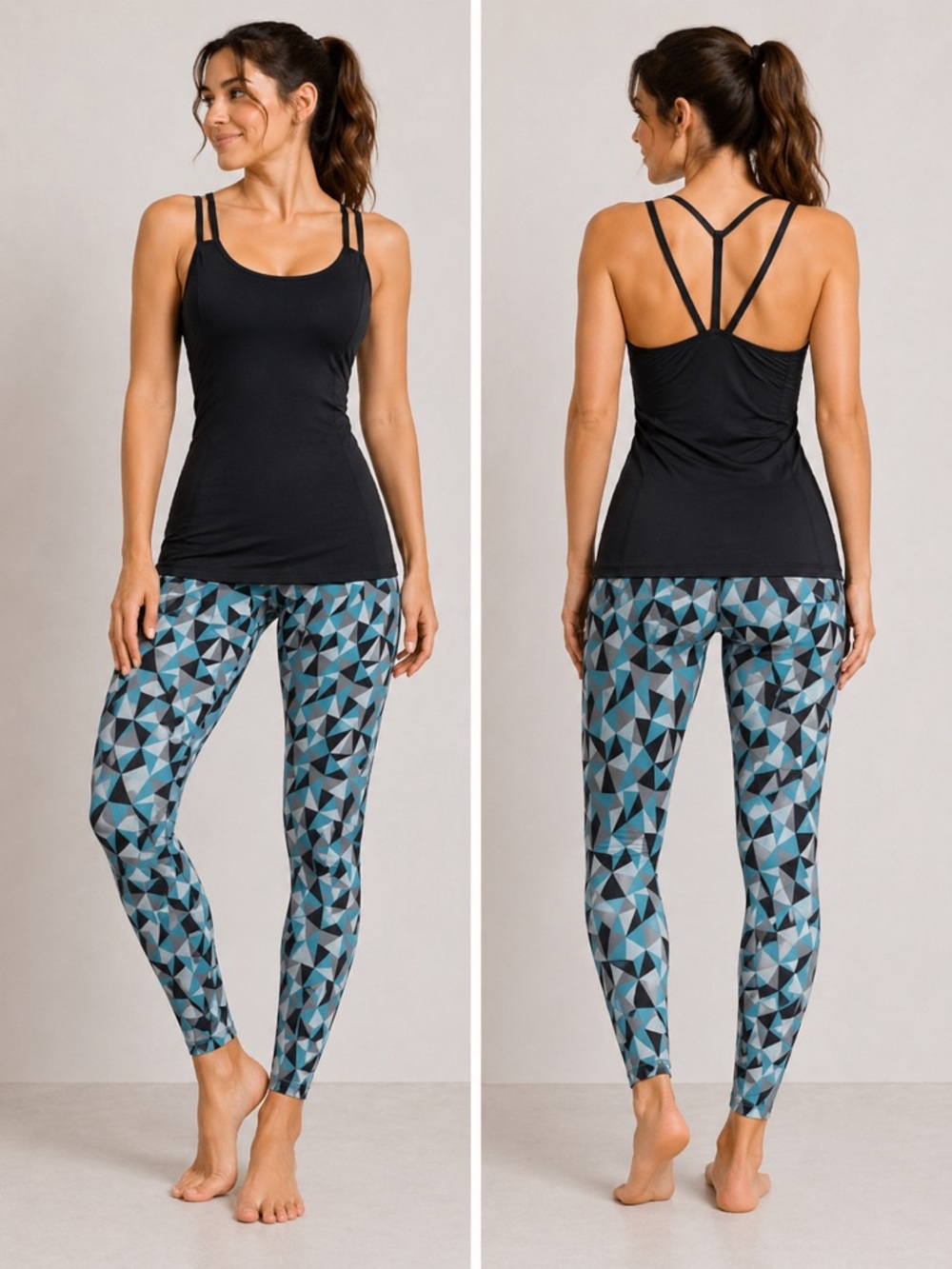 Karma Blue Geometric Print Leggings Mid Rise NWT Yoga Pants Size Small gym yoga